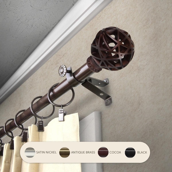 Central Design 0.8125 in. Arabella Curtain Rod with 120 to 170 in. Extension, Cocoa 4888-997 - main